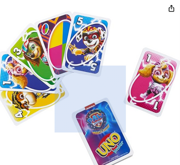 Mattel Games UNO Junior Paw Patrol: The Mighty Movie Kids Card Game for Family Night Featuring 3 Levels of Play